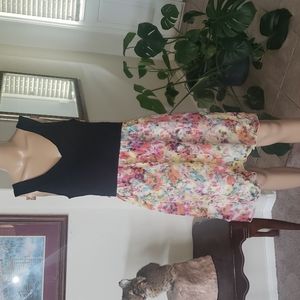 Kensie m modal vneck tank upper silk floral flare petal hem super luxe & s…